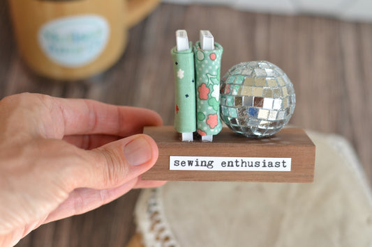 Mint Green Mini Fabric Bolts with a Disco Ball M23