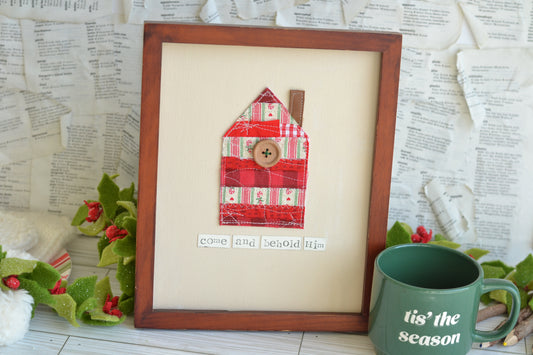UNFRAMED Quilted House - 8"x10" Canvas   *frame not included