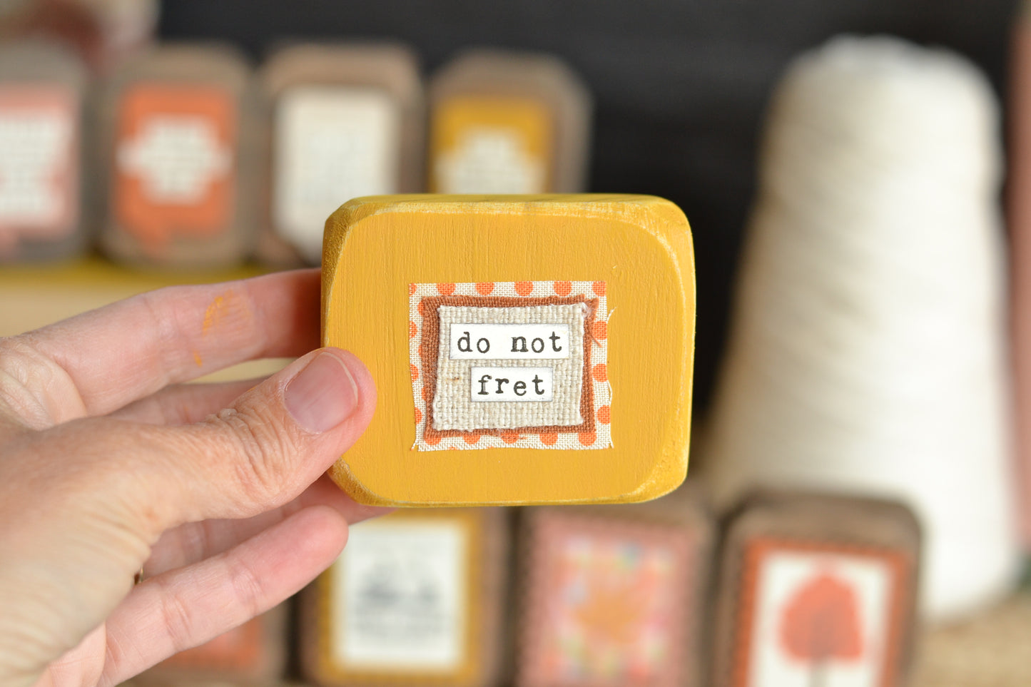 Mustard Gold Rustic Wood Block - Do not fret