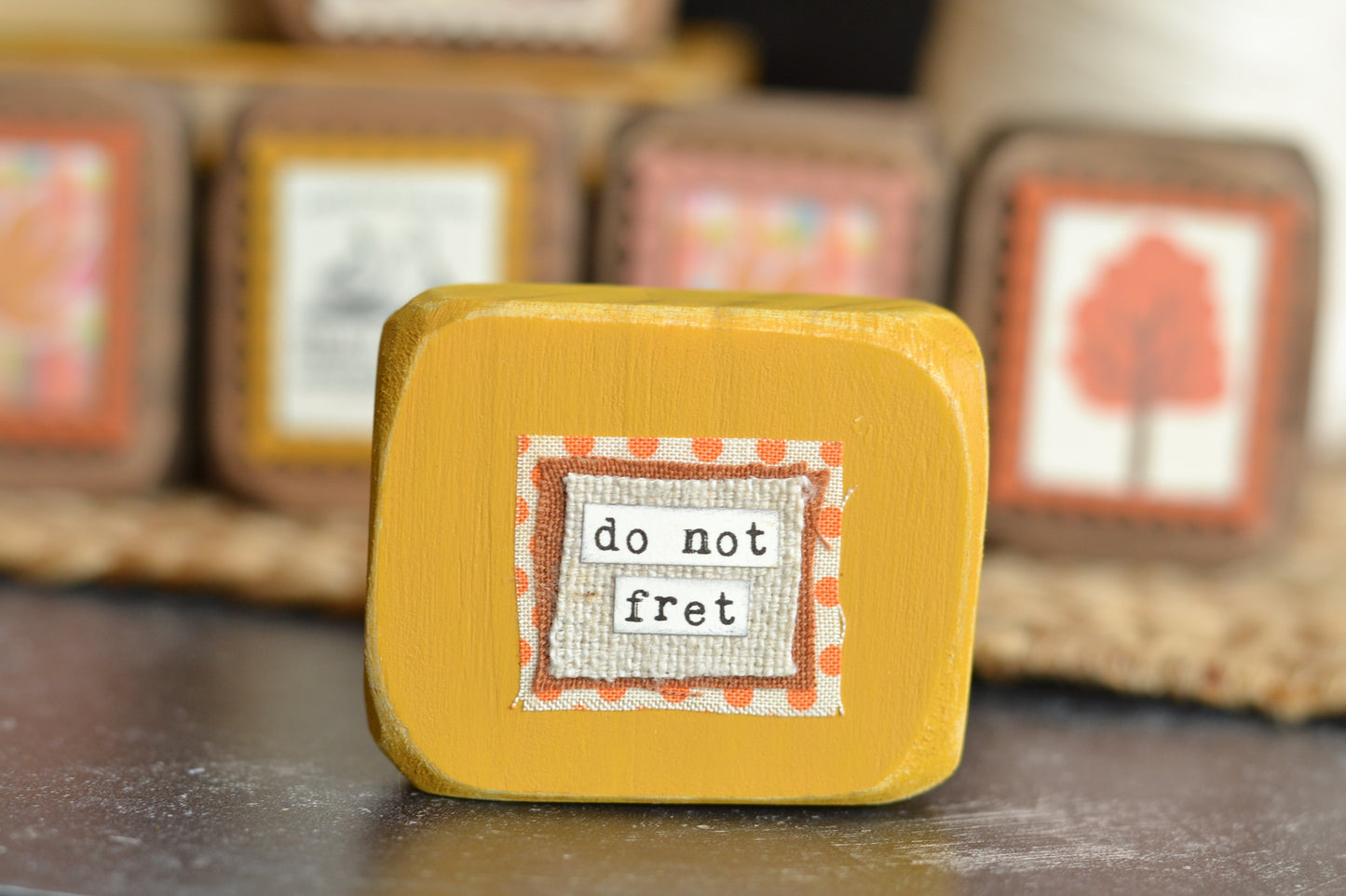 Mustard Gold Rustic Wood Block - Do not fret