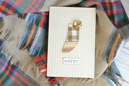 UNFRAMED Quilted NEUTRAL Stocking - 4"x6" Canvas G47