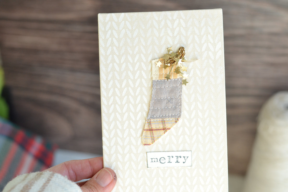 UNFRAMED Quilted NEUTRAL Stocking - 4"x6" Canvas G46