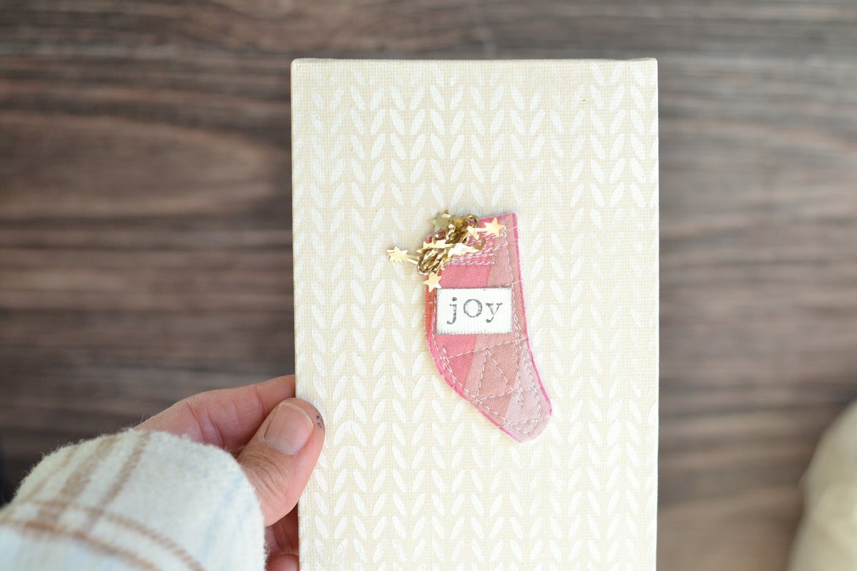 UNFRAMED Quilted PINK Stocking - 4"x6" Canvas