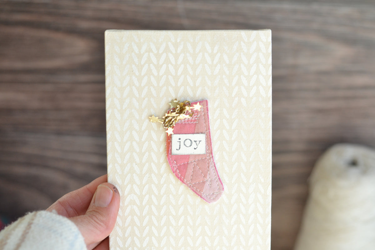 UNFRAMED Quilted PINK Stocking - 4"x6" Canvas