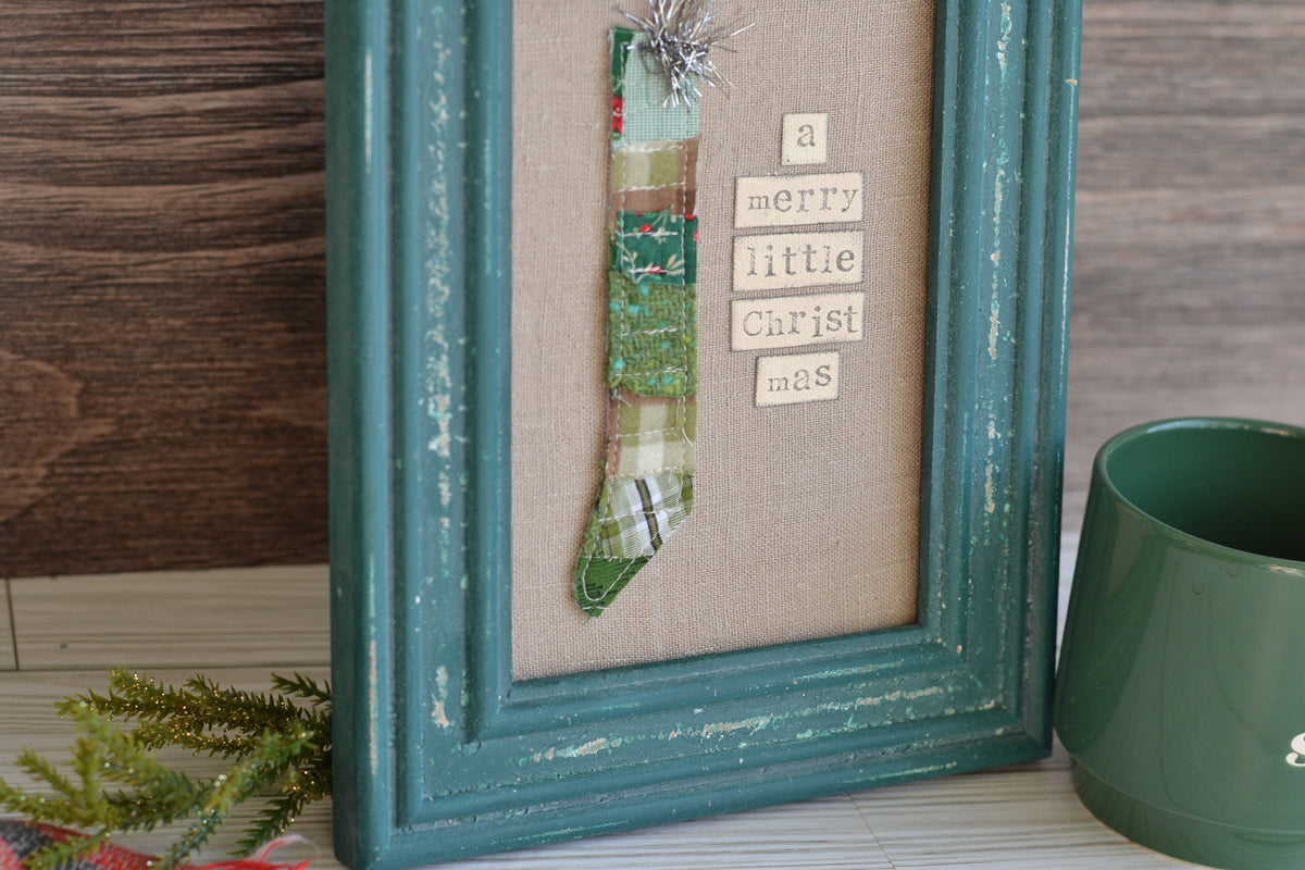 UNFRAMED Quilted Stocking - 5"x7" Canvas G51  *frame not included