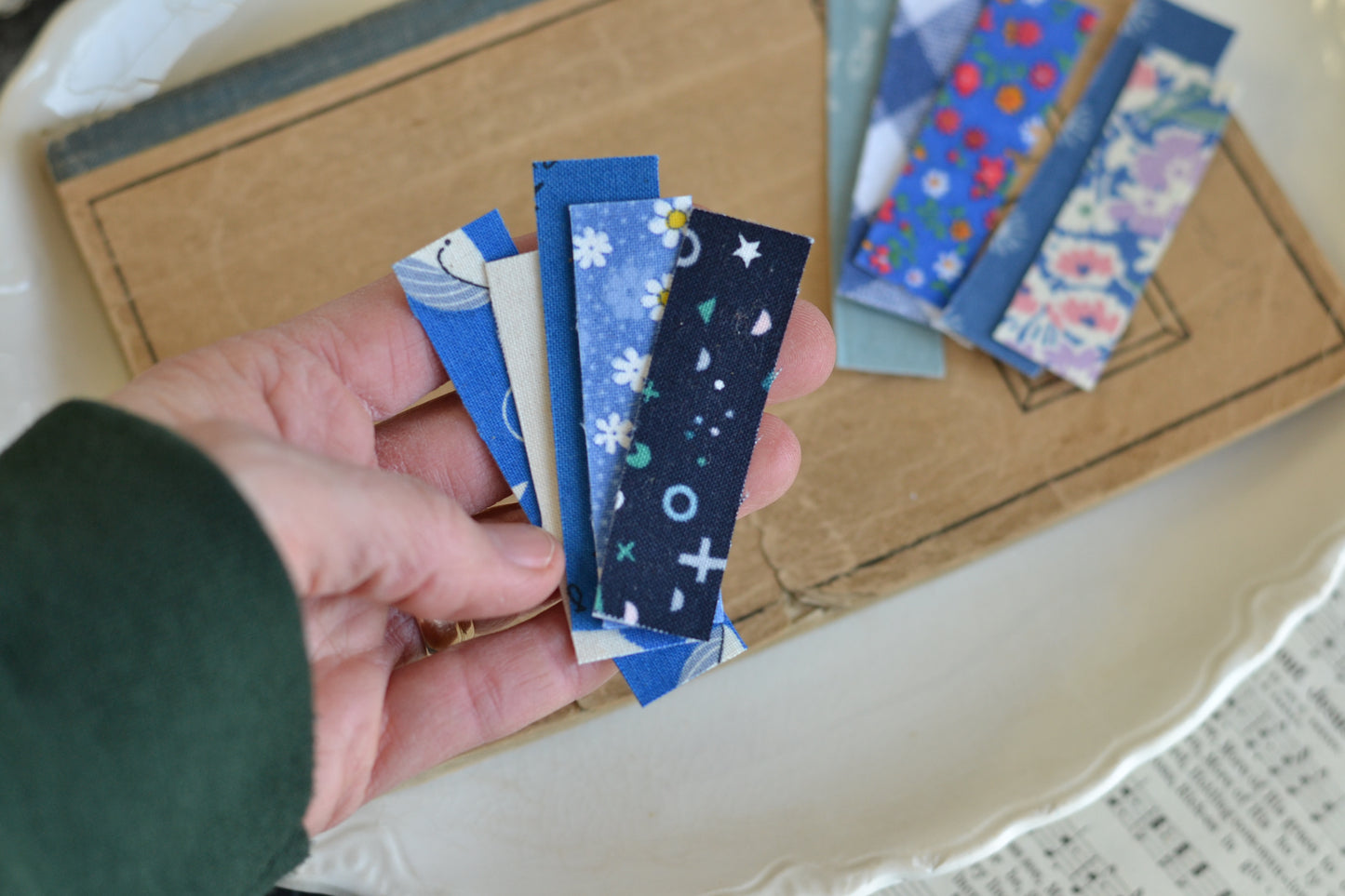 10 Pieces of Blue Fabric Washi Tape