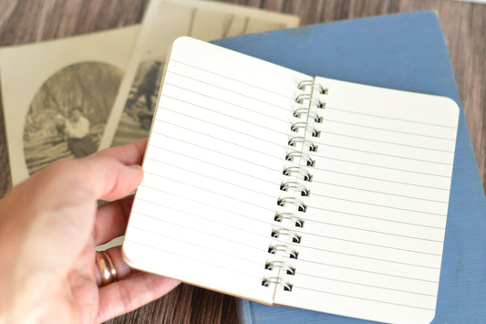 Kraft Brown Notebook with fabric scraps and words