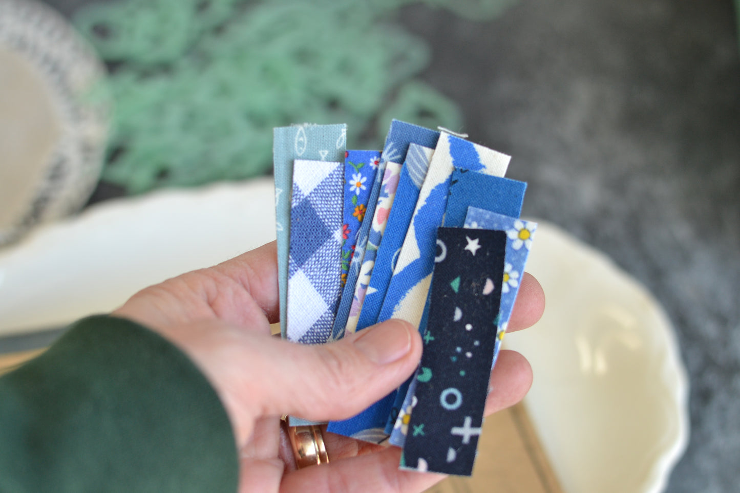 10 Pieces of Blue Fabric Washi Tape