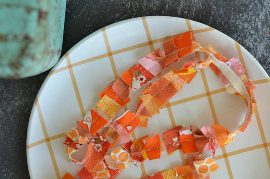 ORANGE Fabric Scrap Ribbon - 1 Yard